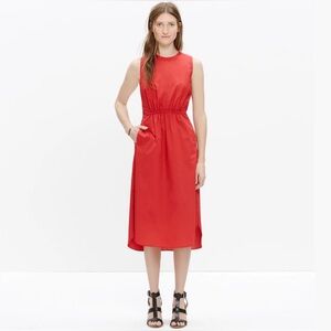MADEWELL Red 100% Cotton Lakeshore Midi Preppy Summer Dress Size 4